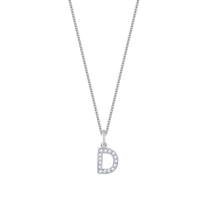 Pave Initial Pendant Necklace, 18" + 2" Extender
