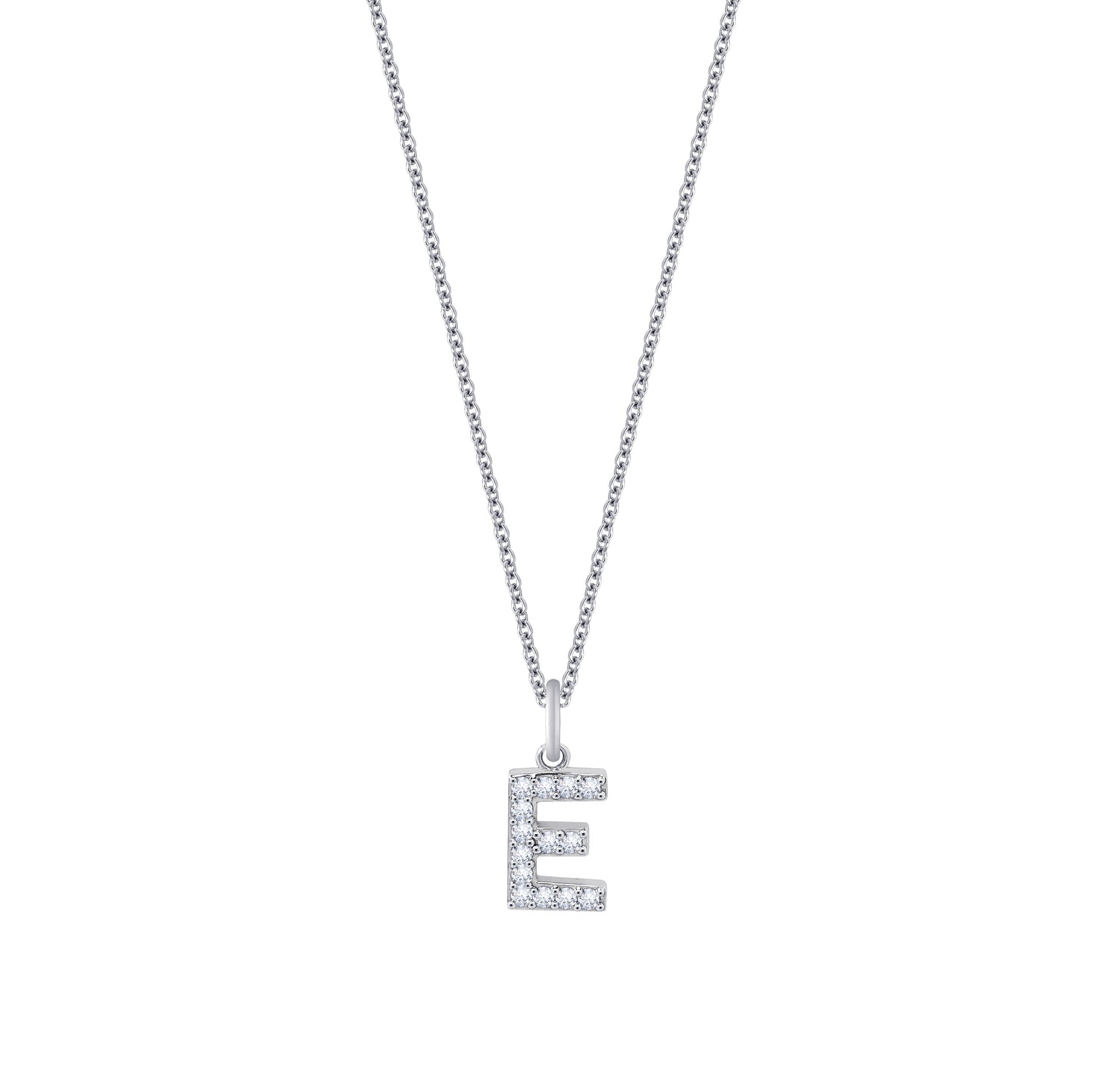 Pave Initial Pendant Necklace, 18" + 2" Extender