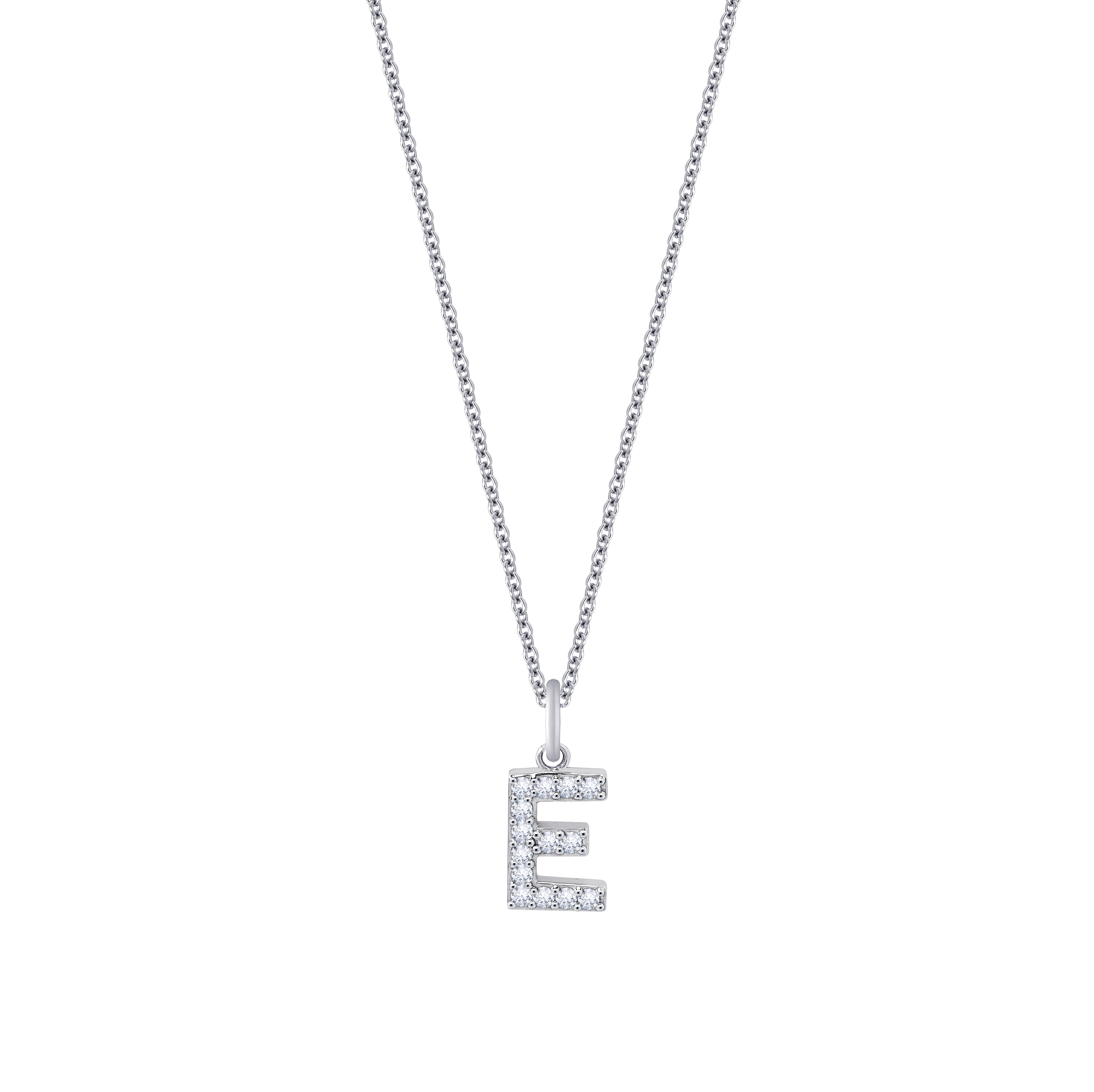 Pave Initial Pendant Necklace, 18" + 2" Extender