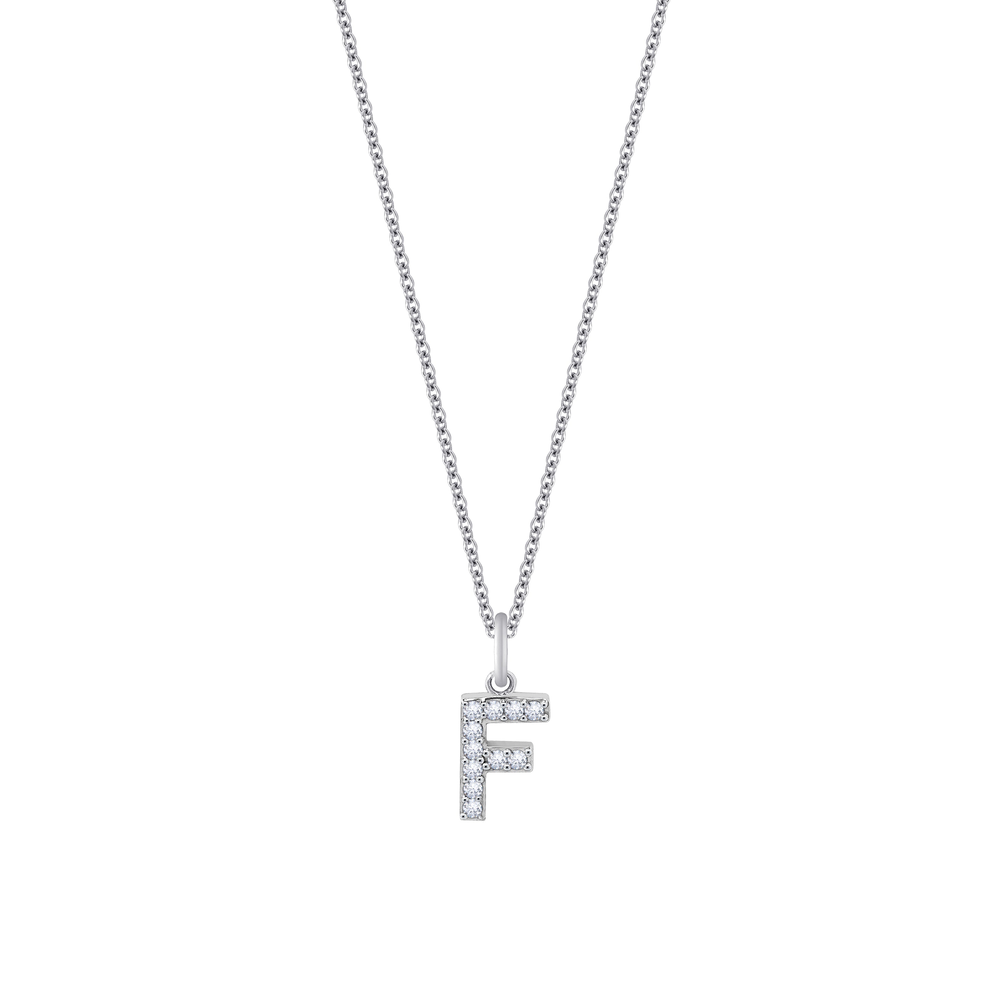 Pave Initial Pendant Necklace, 18" + 2" Extender