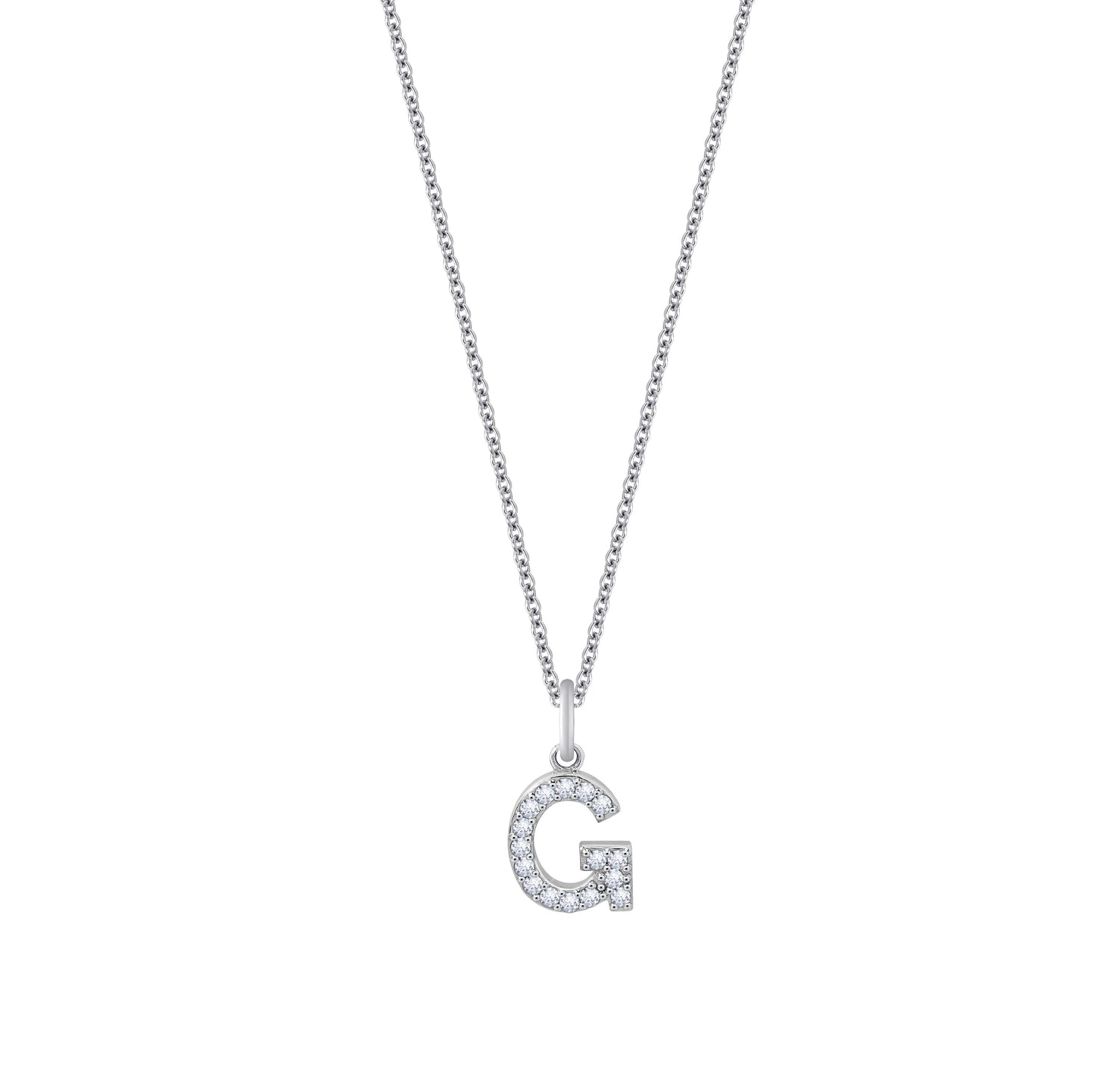 Pave Initial Pendant Necklace, 18" + 2" Extender