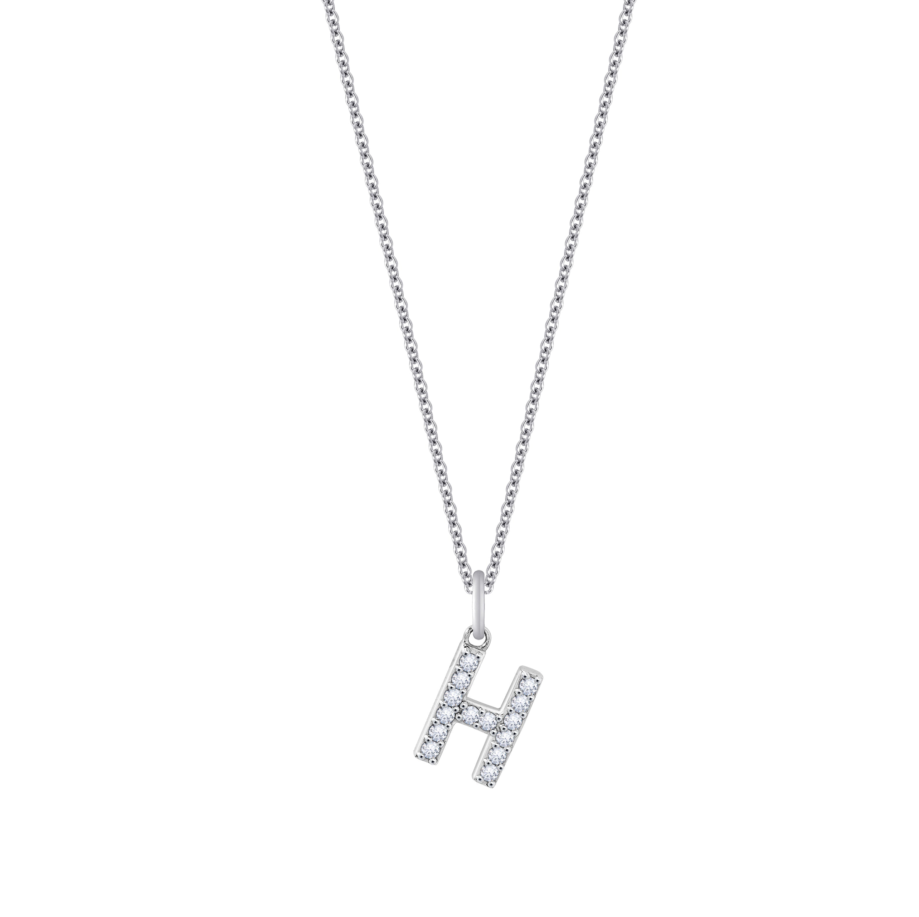 Pave Initial Pendant Necklace, 18" + 2" Extender