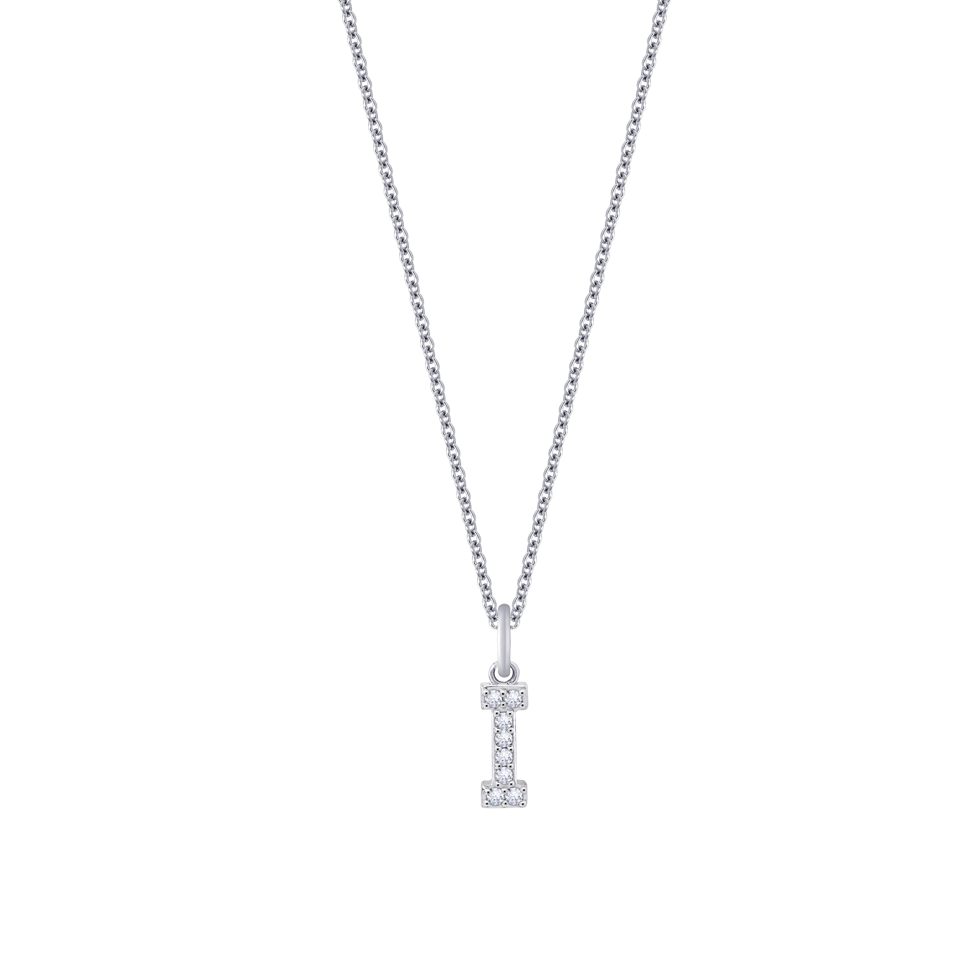 Pave Initial Pendant Necklace, 18" + 2" Extender