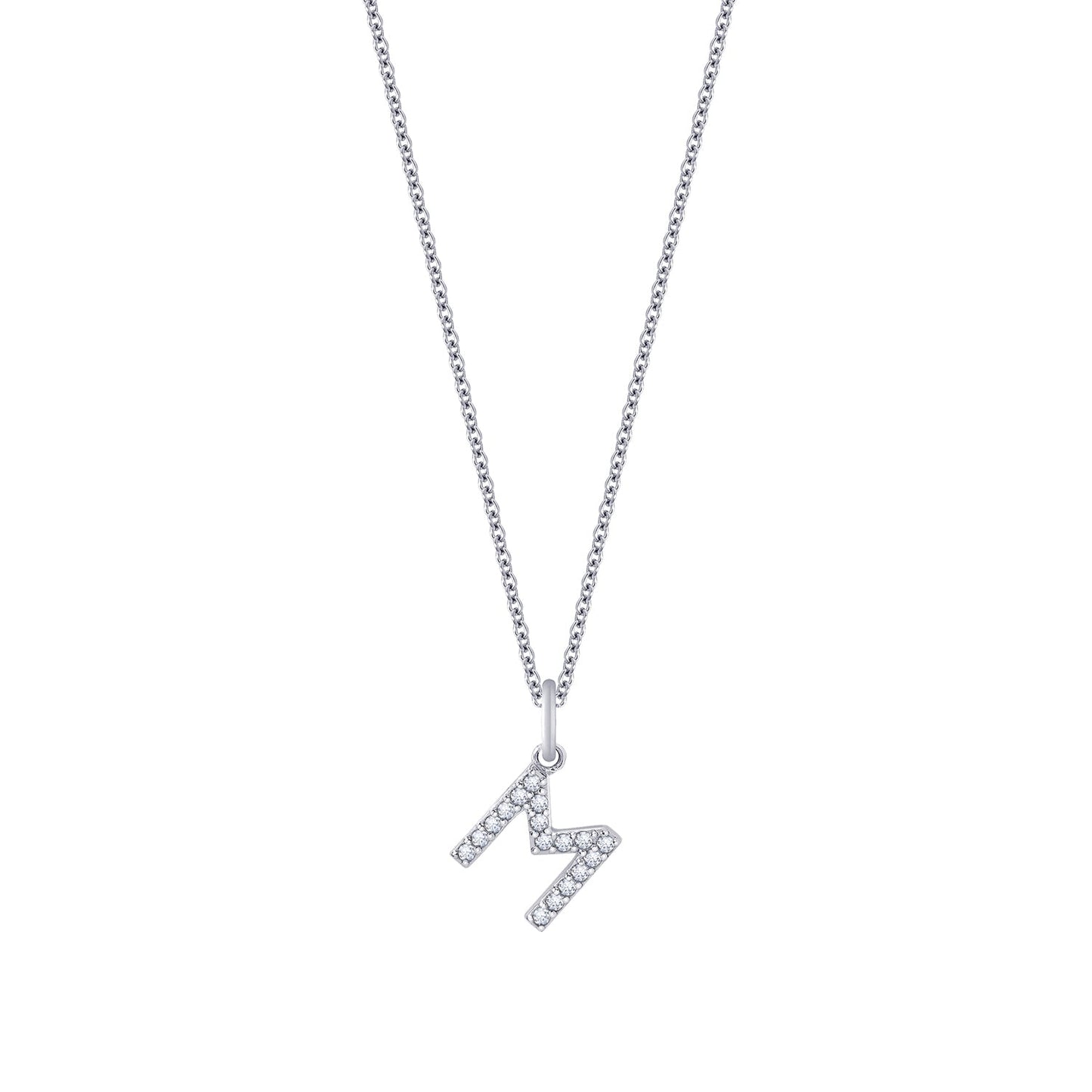 Pave Initial Pendant Necklace, 18" + 2" Extender