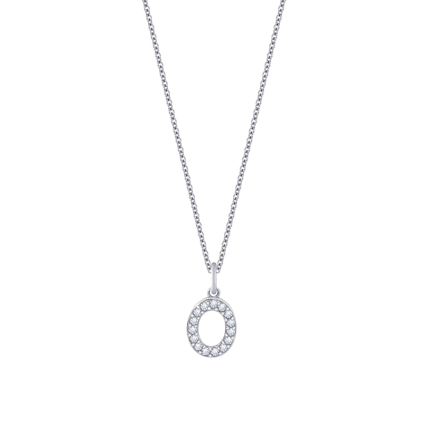 Pave Initial Pendant Necklace, 18" + 2" Extender