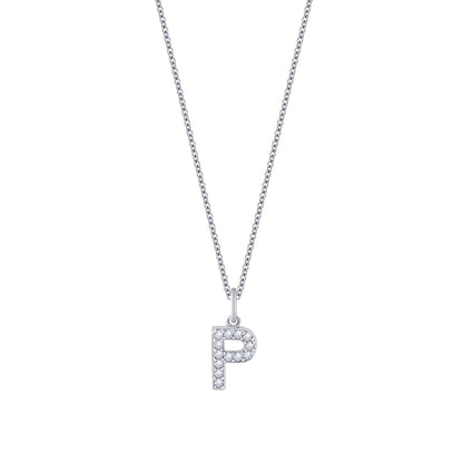 Pave Initial Pendant Necklace, 18" + 2" Extender