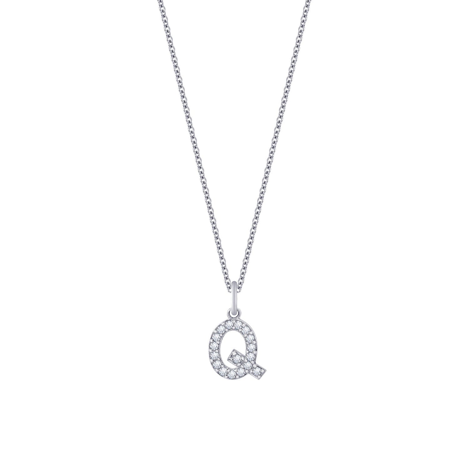 Pave Initial Pendant Necklace, 18" + 2" Extender