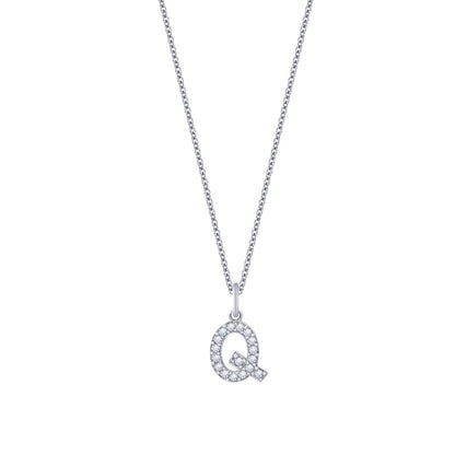 Pave Initial Pendant Necklace, 18" + 2" Extender