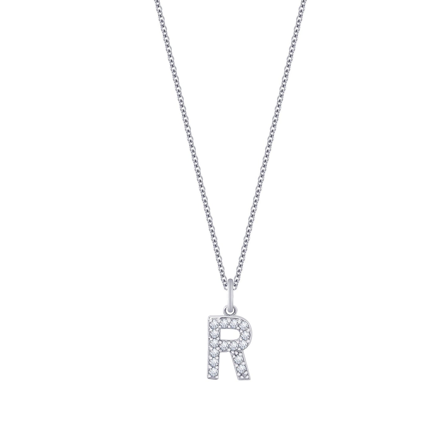 Pave Initial Pendant Necklace, 18" + 2" Extender