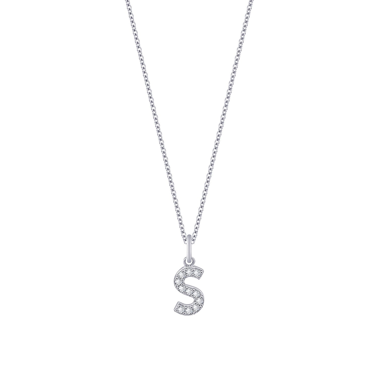 Pave Initial Pendant Necklace, 18" + 2" Extender
