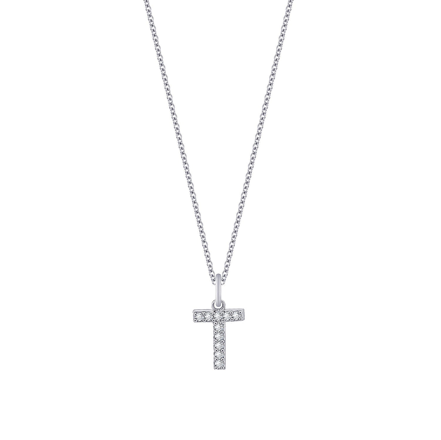 Pave Initial Pendant Necklace, 18" + 2" Extender
