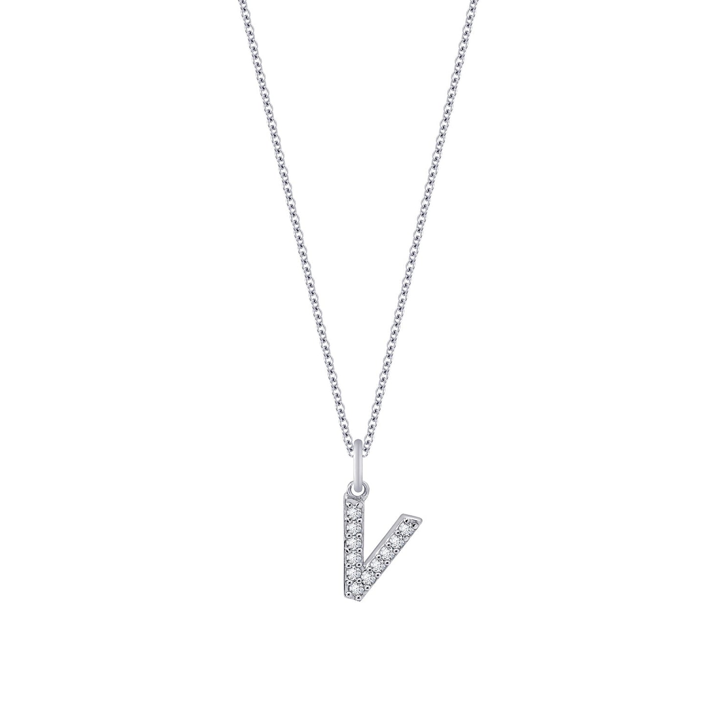 Pave Initial Pendant Necklace, 18" + 2" Extender