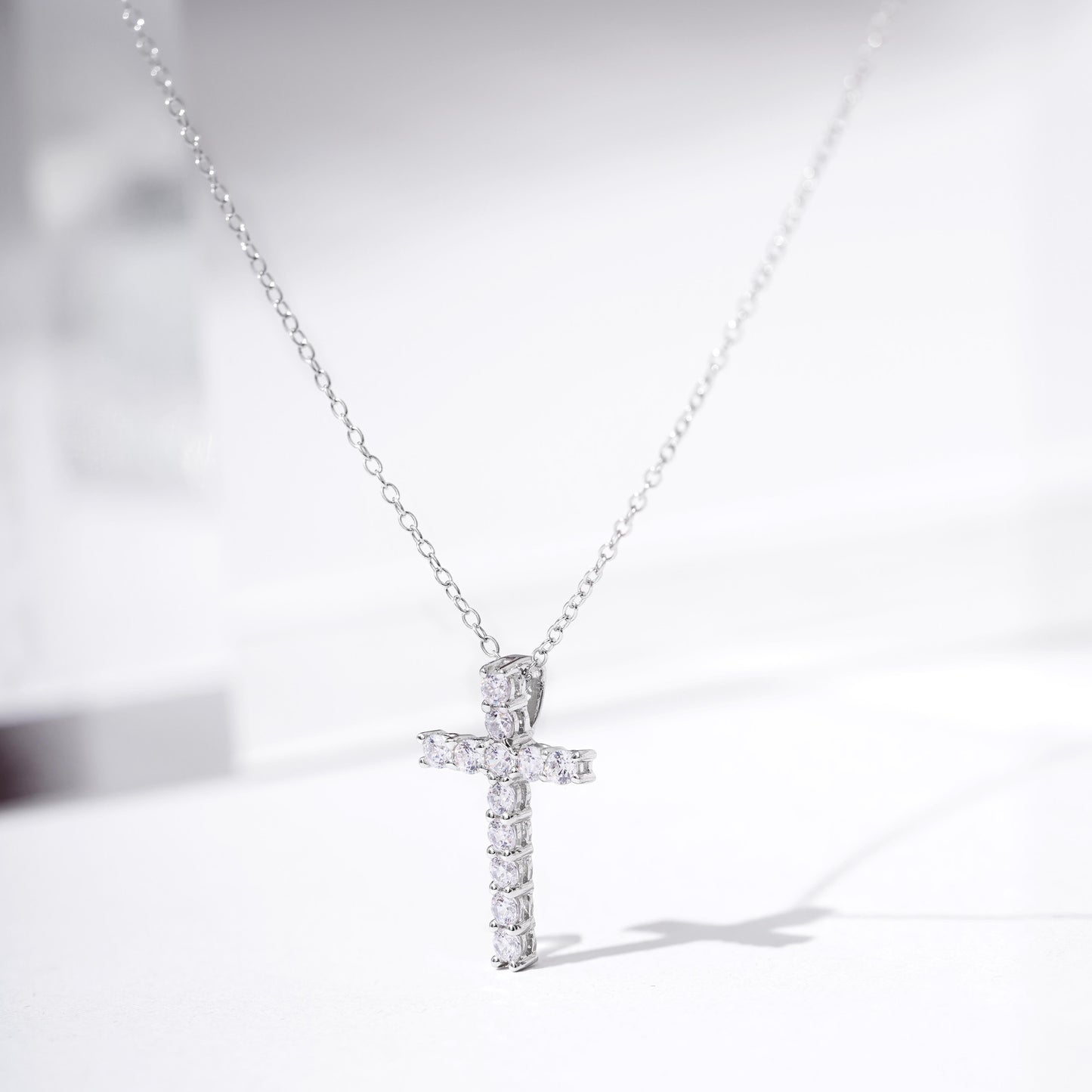 Pave Cross Pendant Necklace, 18"