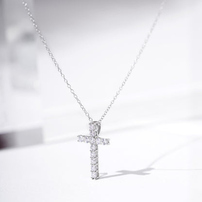 Pave Cross Pendant Necklace, 18"