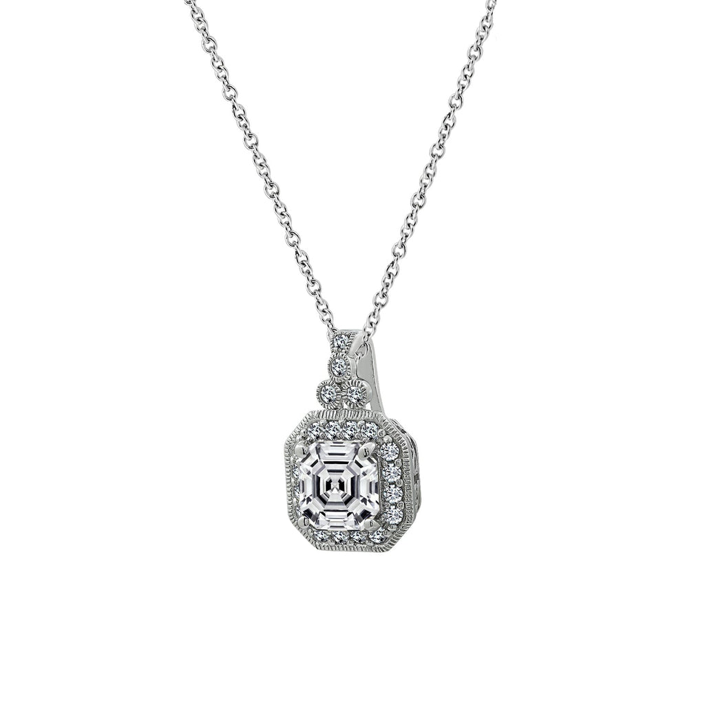 Asscher Cut Pendant Necklace, 16" + 2"