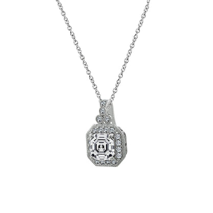 Asscher Cut Pendant Necklace, 16" + 2"