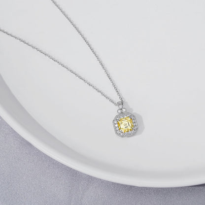 Asscher Cut Pendant Necklace, 16" + 2"