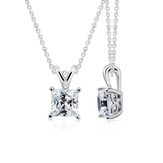 1 Ct Princess Solitaire Pendant Necklace