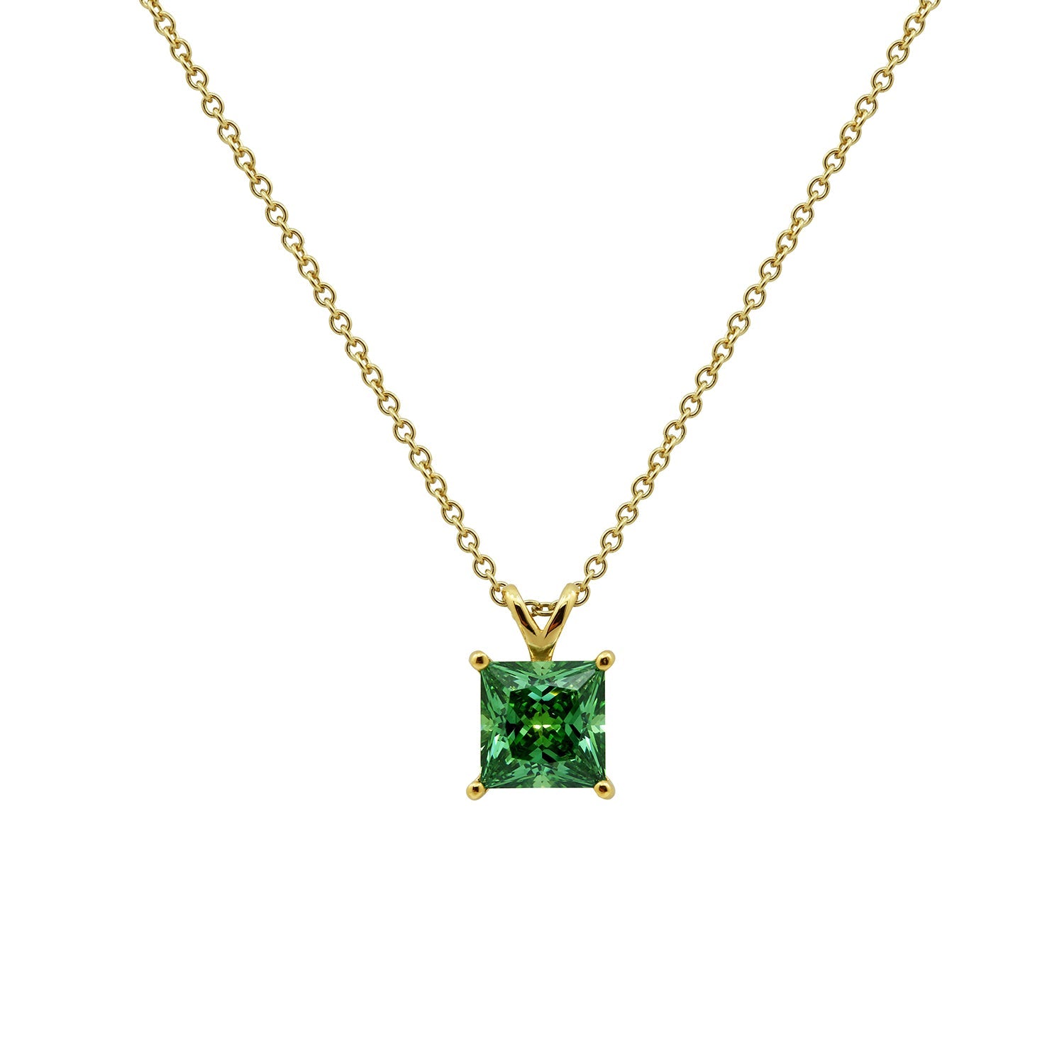 Princess-Cut Solitaire Pendant Necklace, 18"