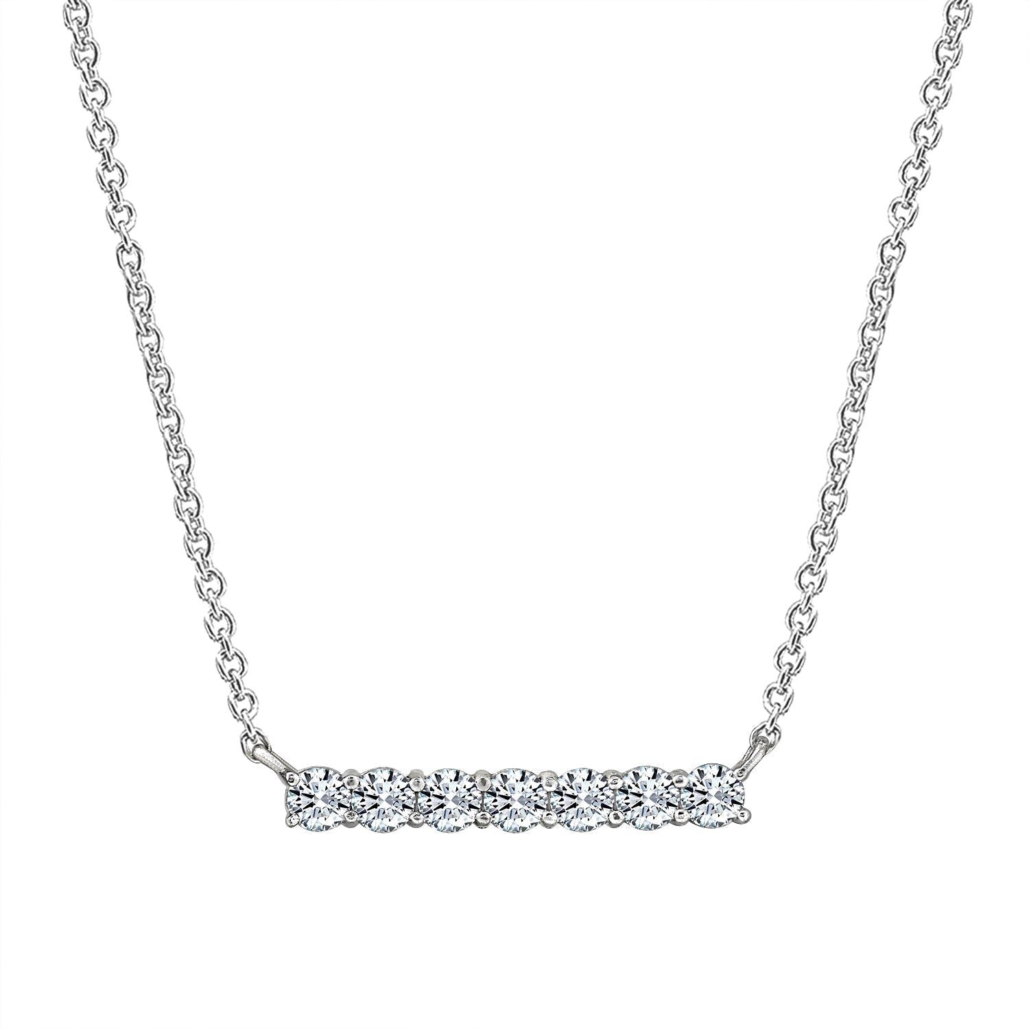 Horizontal Pave Bar Pendant Necklace