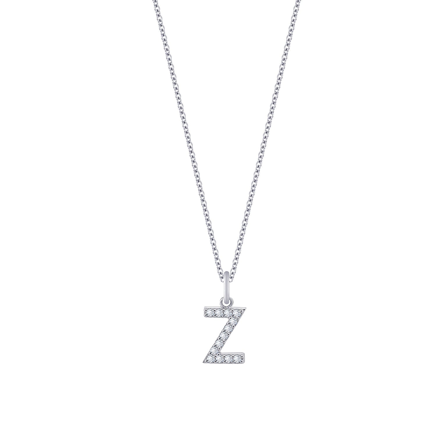 Pave Initial Pendant Necklace, 18" + 2" Extender