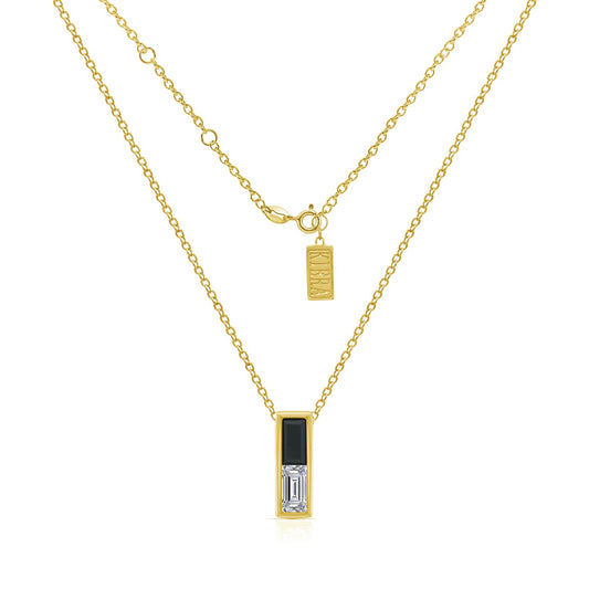 Black and White Baguette Pendant Necklace
