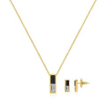 Black and White Baguette Necklace and Earrings Set