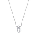 KIERA Rhodium Clad Sterling Silver Cubic Zircornia Safety Pin Pendant Necklace, 18"+ 2" Extension