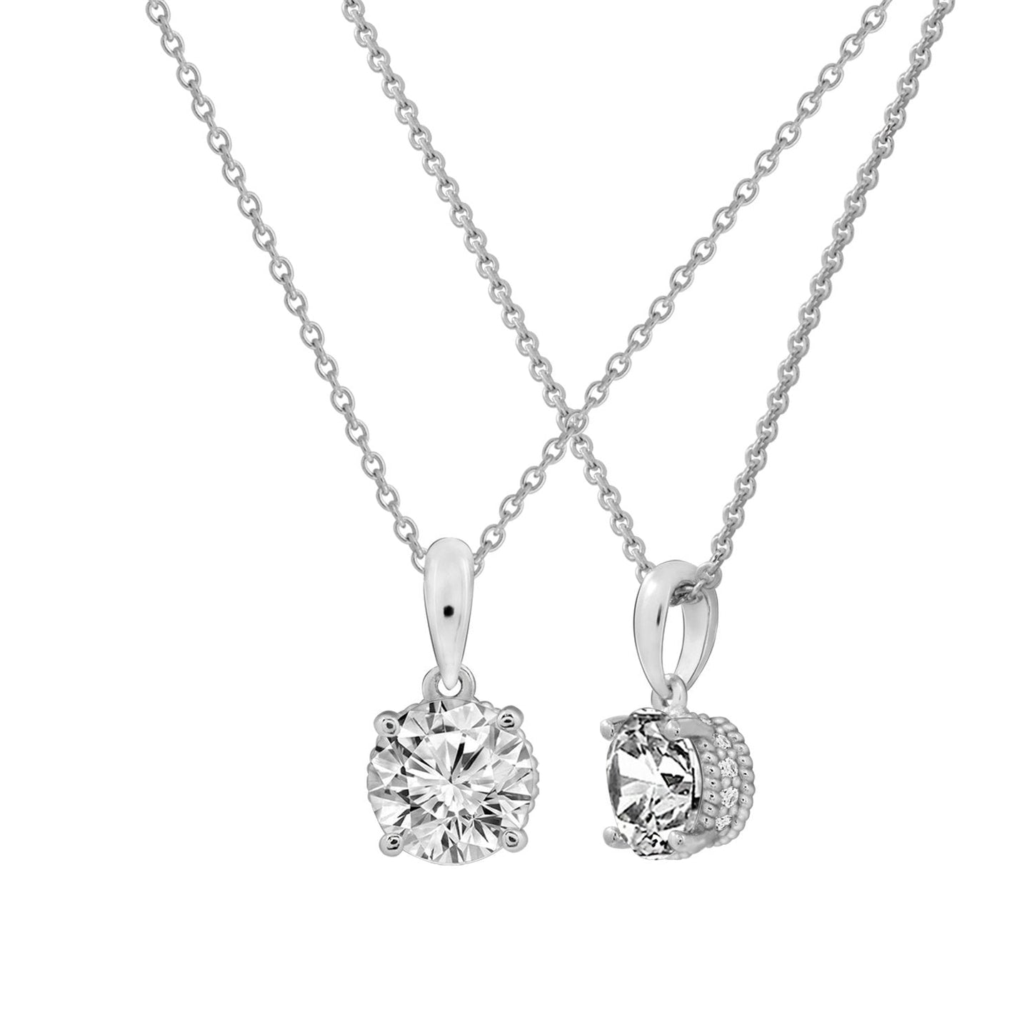Solitaire Round Cut with Fancy Gallery Pendant Necklace