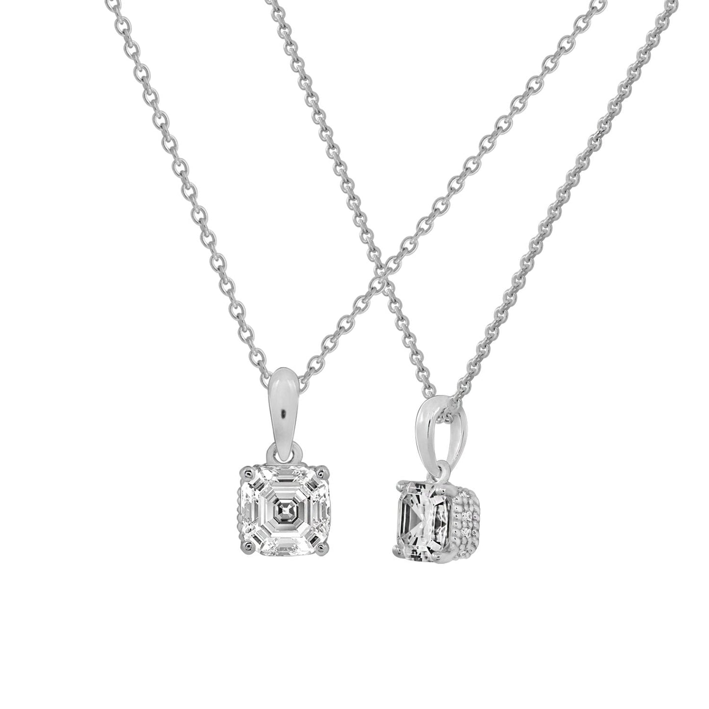 Solitaire Asscher Cut with Fancy Gallery Pendant Necklace