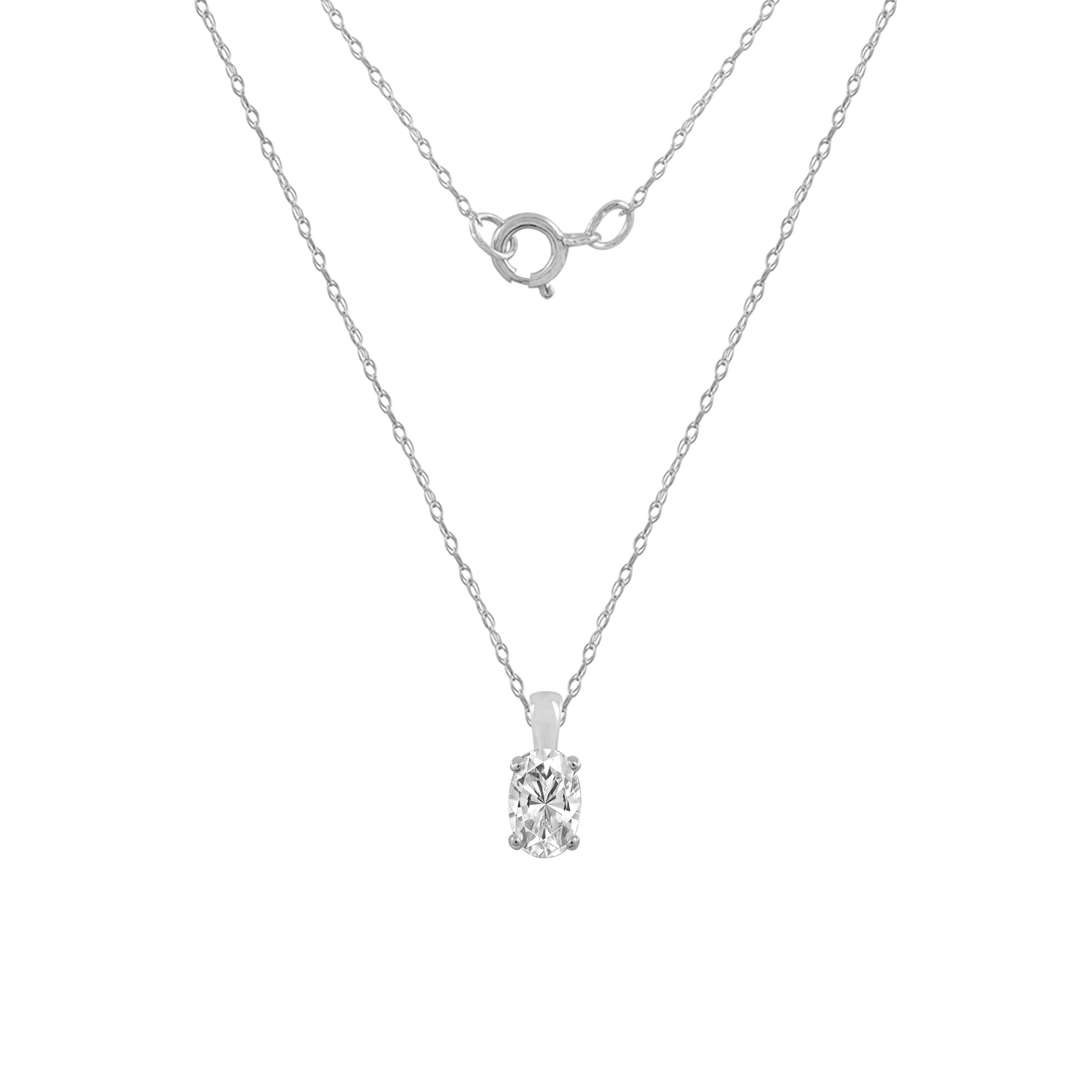 Choice Of Carat Solid Gold Oval Cut Solitaire Necklace JEP26871