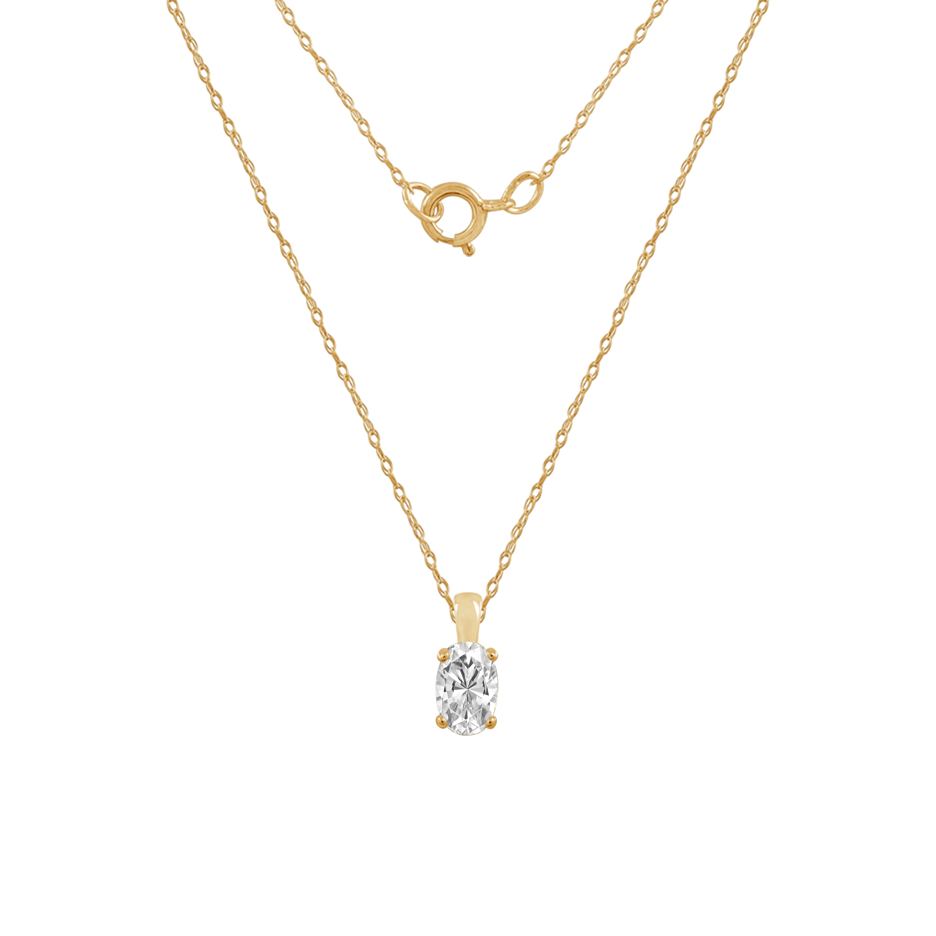 Choice Of Carat Solid Gold Oval Cut Solitaire Necklace JEP26871