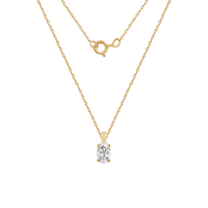 Choice Of Carat Solid Gold Oval Cut Solitaire Necklace JEP26871