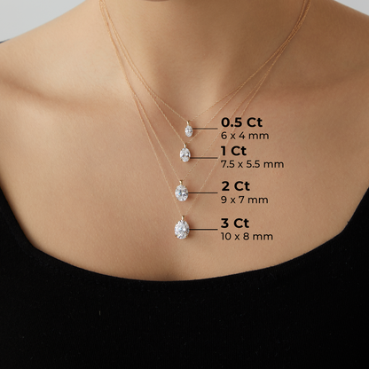 Choice Of Carat Solid Gold Oval Cut Solitaire Necklace JEP26871