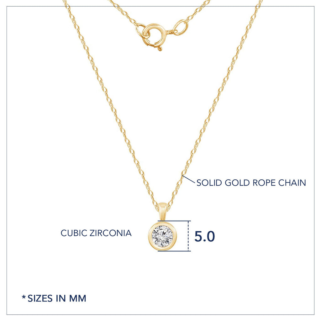 10K Solid Gold Bezel Birthstone Pendant Necklace JEP26866