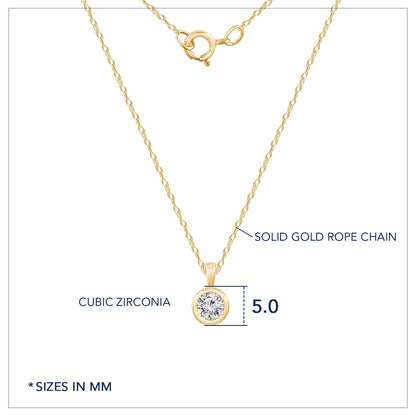 10K Solid Gold Bezel Birthstone Pendant Necklace JEP26866