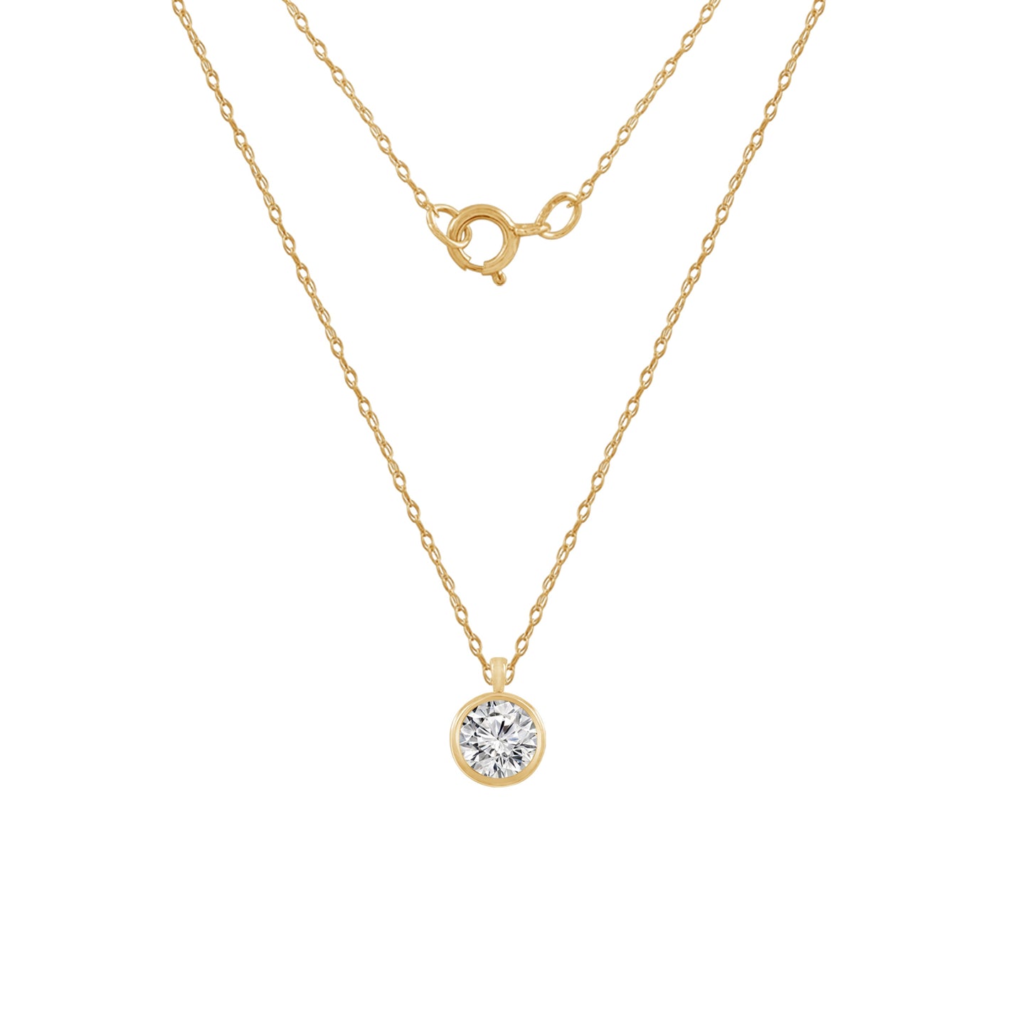 10K Solid Gold Bezel Birthstone Pendant Necklace JEP26866