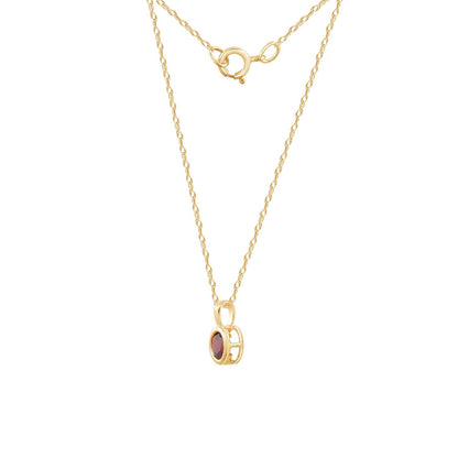10K Solid Gold Bezel Birthstone Pendant Necklace JEP26866