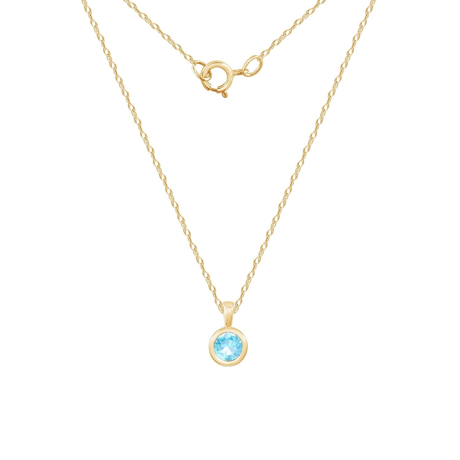 10K Solid Gold Bezel Birthstone Pendant Necklace JEP26866
