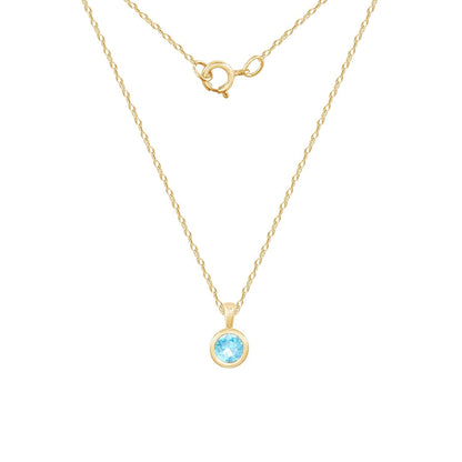 10K Solid Gold Bezel Birthstone Pendant Necklace JEP26866
