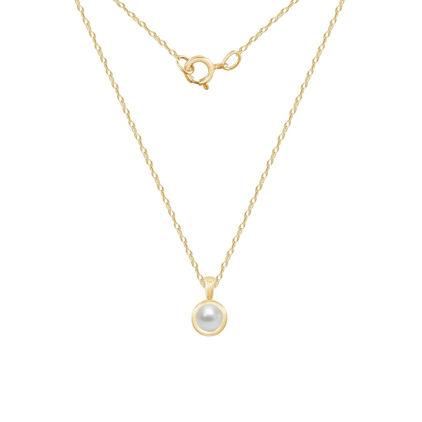 10K Solid Gold Bezel Birthstone Pendant Necklace JEP26866