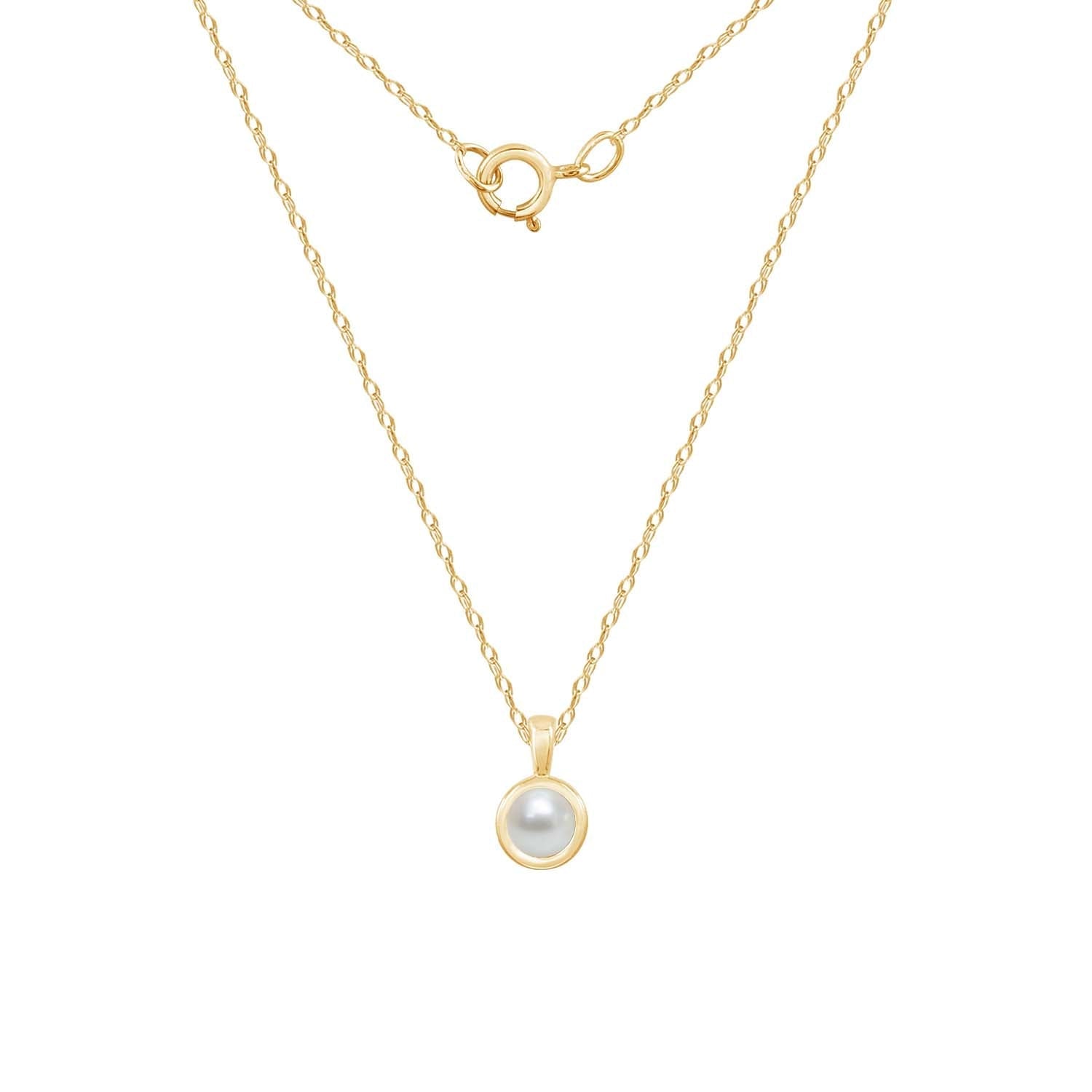10K Solid Gold Bezel Birthstone Pendant Necklace JEP26866