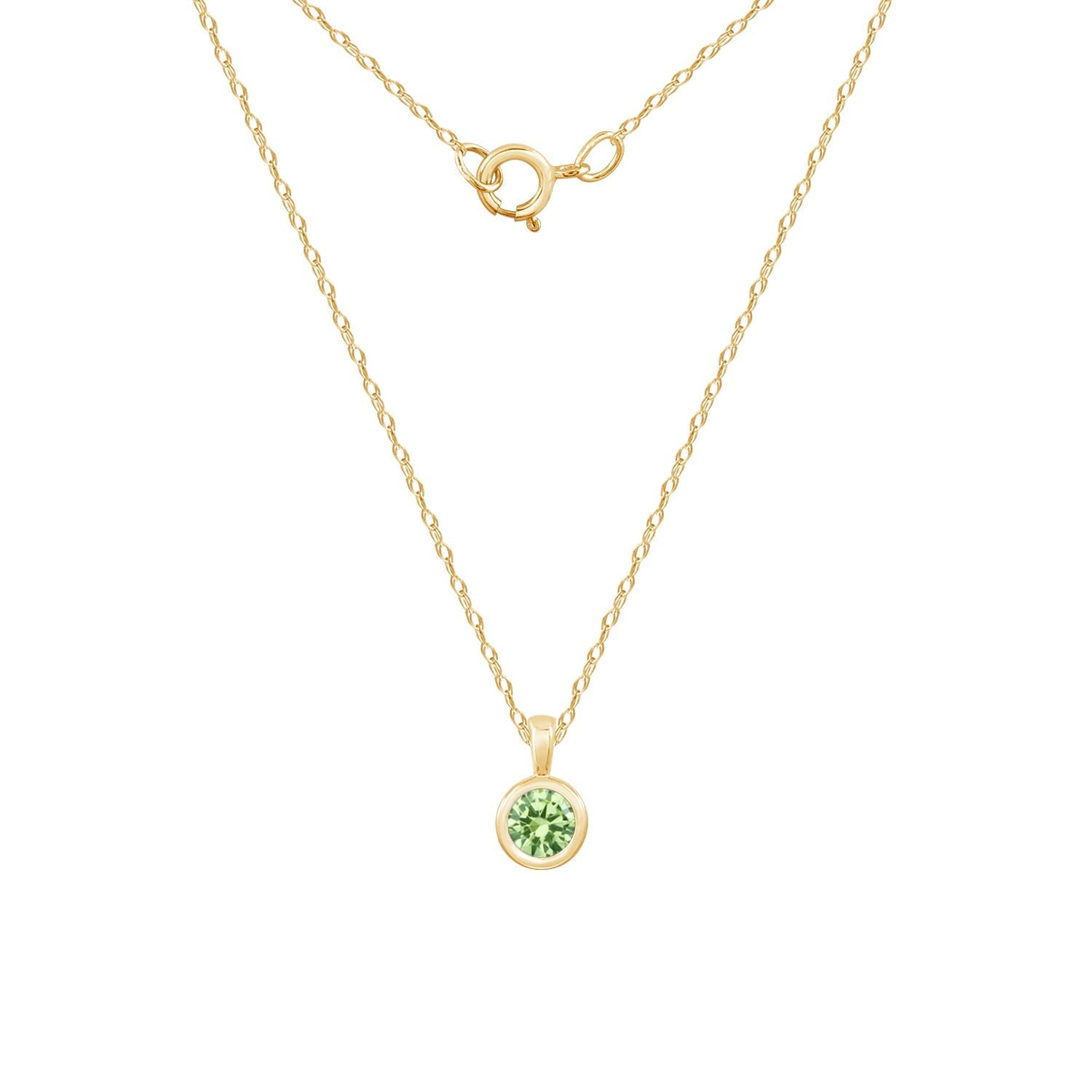 10K Solid Gold Bezel Birthstone Pendant Necklace JEP26866