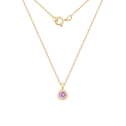 10K Solid Gold Bezel Birthstone Pendant Necklace JEP26866