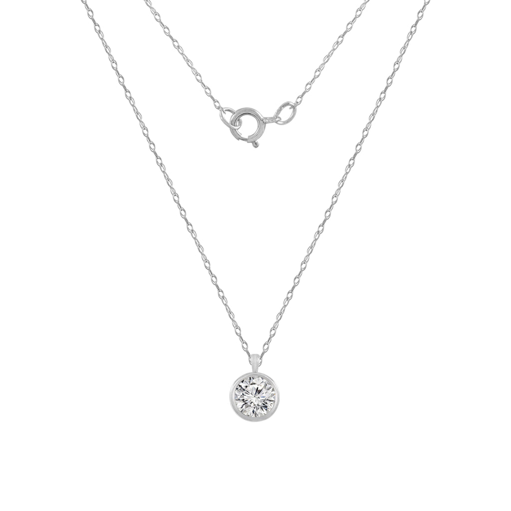 Choice of Carat Solid Gold Bezel Solitaire Pendant Necklace JEP26883