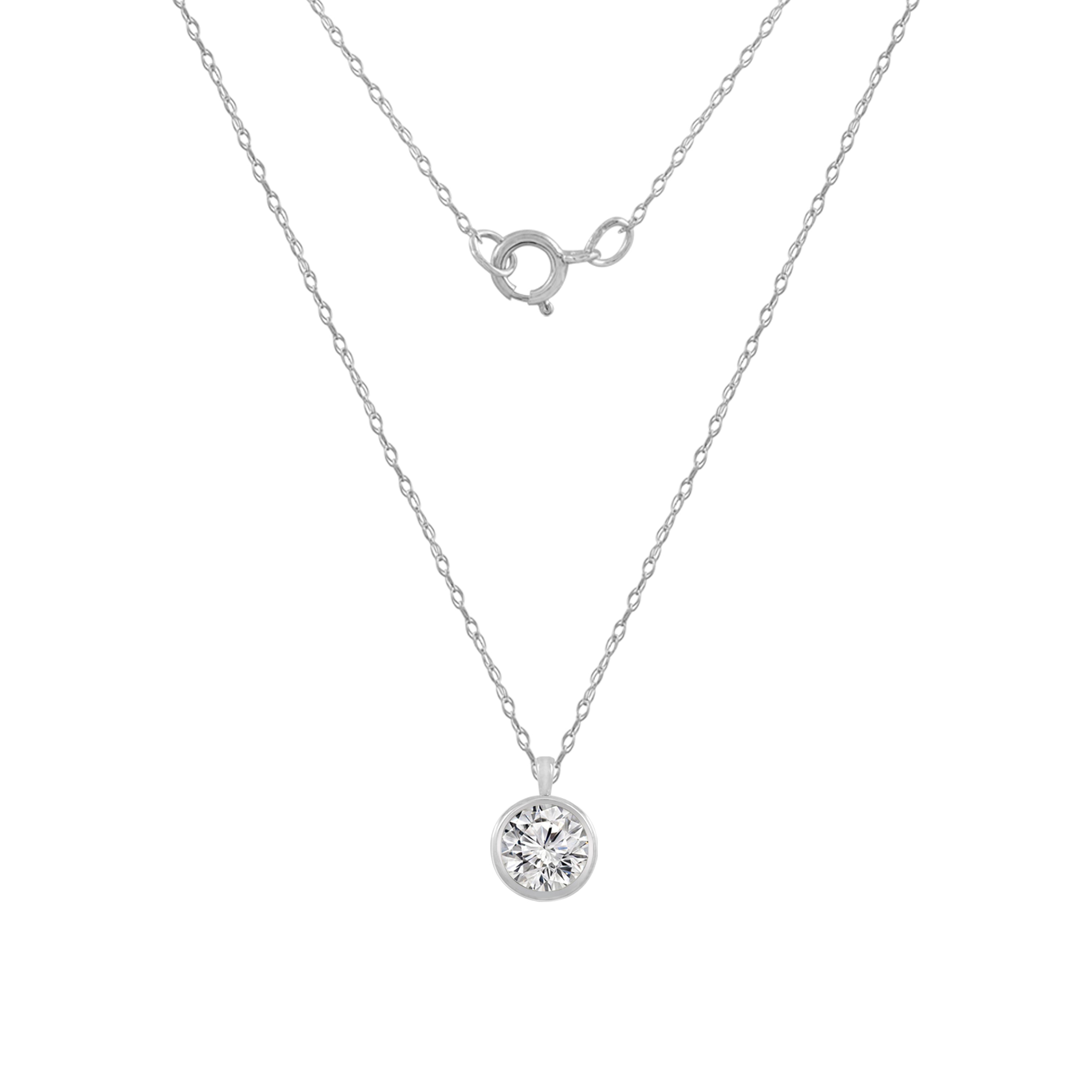 Choice of Carat Solid Gold Bezel Solitaire Pendant Necklace JEP26883