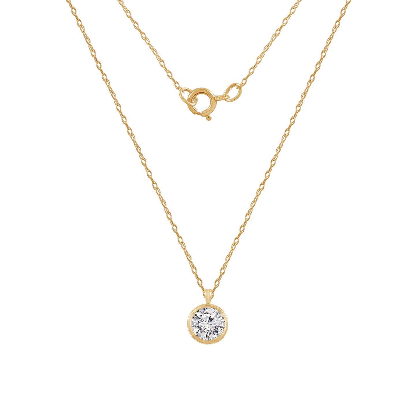 Choice of Carat Solid Gold Bezel Solitaire Pendant Necklace JEP26883