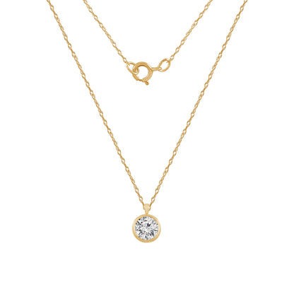 Choice of Carat Solid Gold Bezel Solitaire Pendant Necklace JEP26883