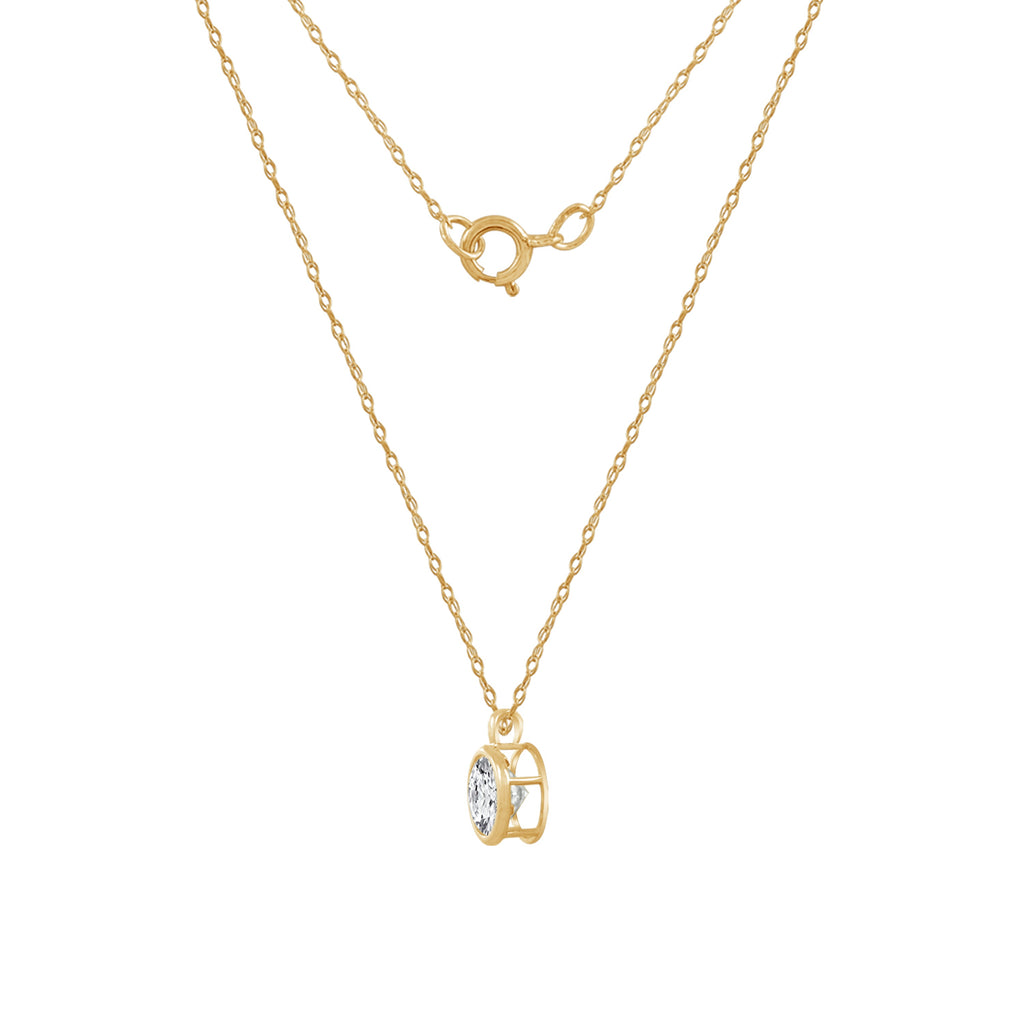 Choice of Carat Solid Gold Bezel Solitaire Pendant Necklace JEP26883