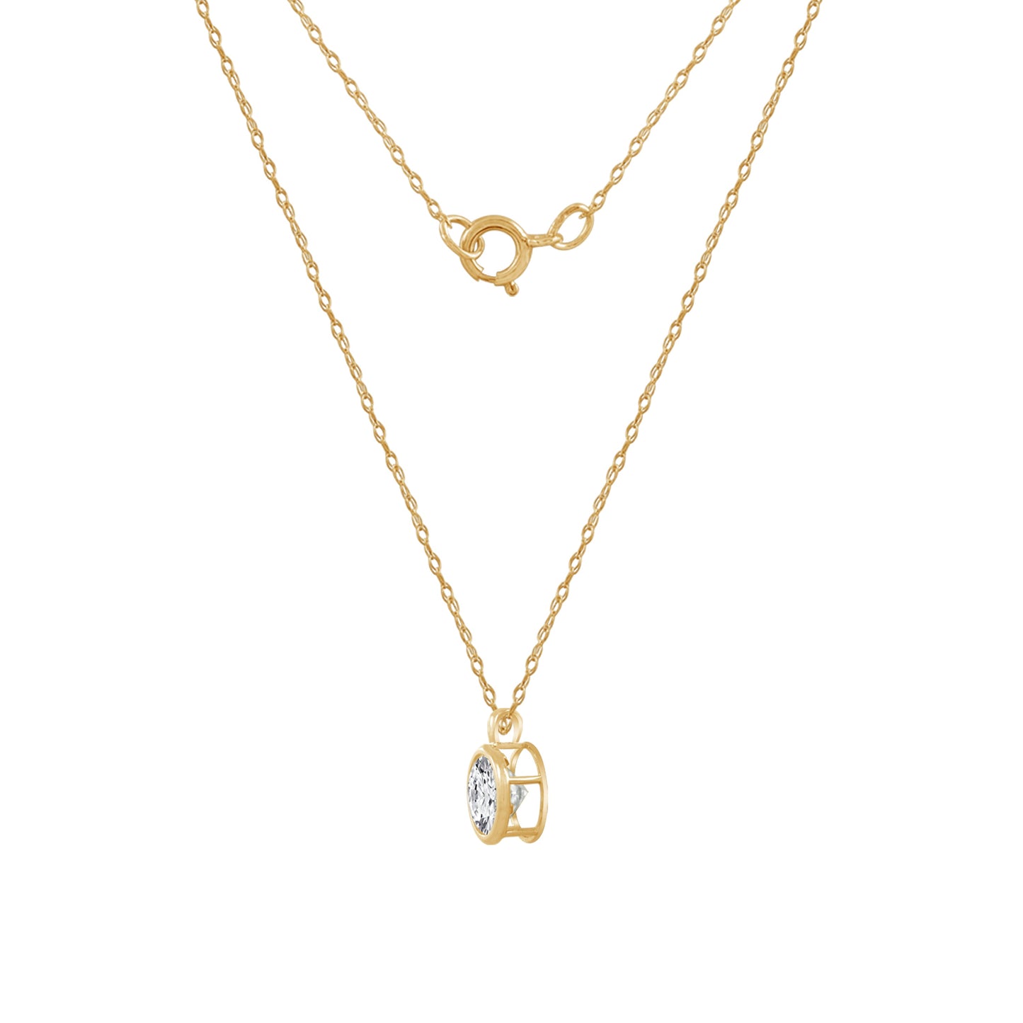 Choice of Carat Solid Gold Bezel Solitaire Pendant Necklace JEP26883